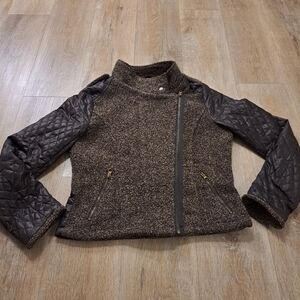 YOKI Outerwear Collection NY Women's Brown Quilted Sleeve Jacket Size Large